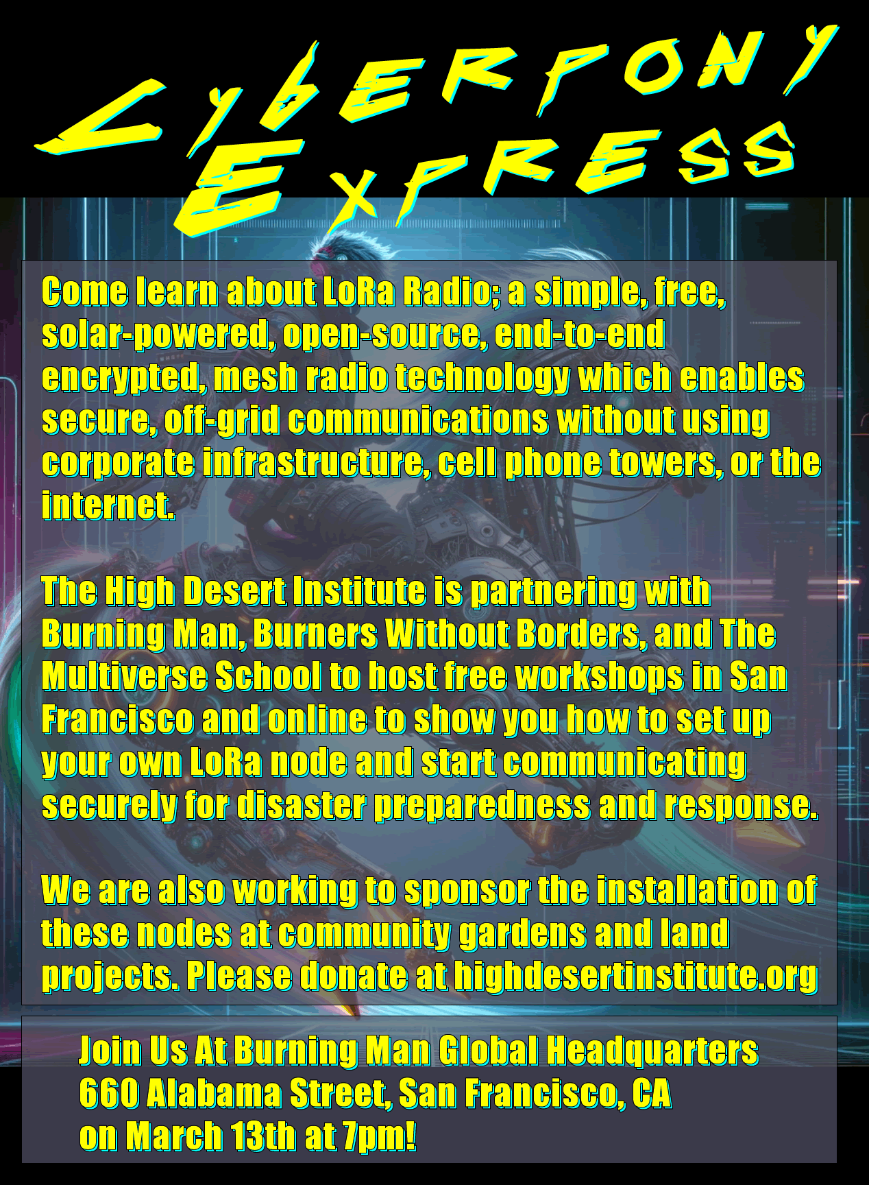 Cyberpony Express Workshop Flyer